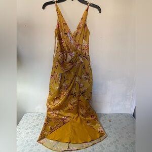 Express Mustard Floral High Low Dress